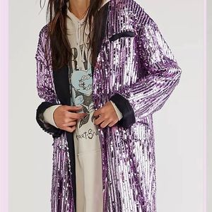 Free People Purple Ella Sequin Duster